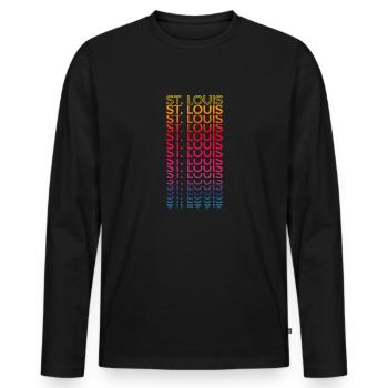 Retro Nostalgic USA City - Rainbow St. Louis - Men's Premium Organic Long Sleeve Shirt - black - Front - Nico (187cm)