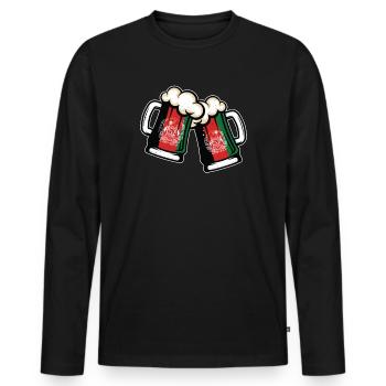 Afghanistan Flag Tasse de bière fraîche - T-shirt manches longues Premium bio Homme - noir - Devant - Nico (187cm)