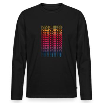 Ville rétro nostalgique - Rainbow Nanjing - T-shirt manches longues Premium bio Homme - noir - Devant - Nico (187cm)