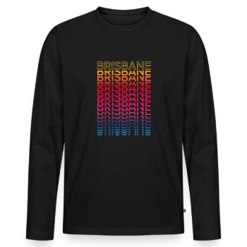 Retro Nostalgic City - Rainbow Brisbane - Men's Premium Organic Long Sleeve Shirt - black - Front - Nico (187cm)