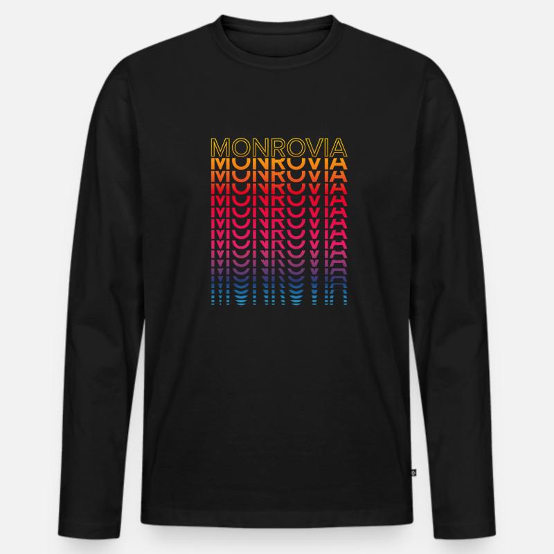Retro Nostalgisch Stadt - Regenbogen Monrovia - Männer Premium Bio Langarmshirt - Schwarz