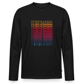 Retro Nostalgic City - Rainbow Yokohama - Men's Premium Organic Long Sleeve Shirt - black - Front - Nico (187cm)