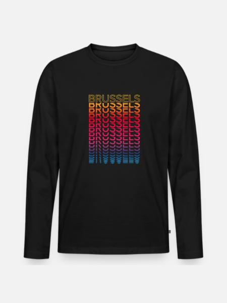 Retro Nostalgic City - Rainbow Brussels - Men's Premium Organic Long Sleeve Shirt - black