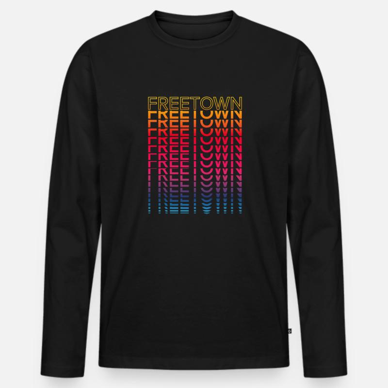 Retro Nostalgisch Stadt - Regenbogen Freetown - Männer Premium Bio Langarmshirt - Schwarz