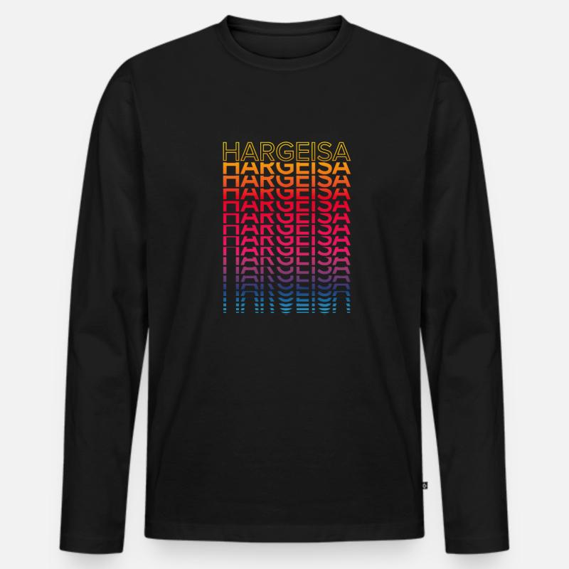 Retro Nostalgisch Stadt - Regenbogen Hargeisa - Männer Premium Bio Langarmshirt - Schwarz