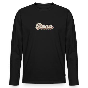 Nostalgic 70s USA City - Vintage Reno - Men's Premium Organic Long Sleeve Shirt - black - Front - Nico (187cm)