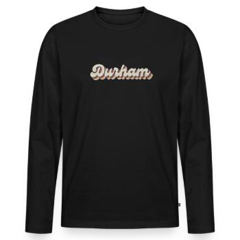 Nostalgique des années 70 USA City - Vintage Durham - T-shirt manches longues Premium bio Homme - noir - Devant - Nico (187cm)