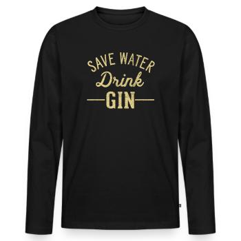 Économisez de l’eau boire du gin - T-shirt manches longues Premium bio Homme - noir - Devant - Nico (187cm)