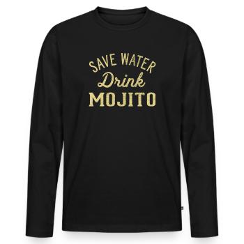 Économisez de l’eau boire du mojito - T-shirt manches longues Premium bio Homme - noir - Devant - Nico (187cm)