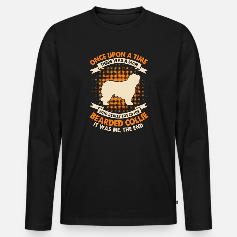 Es War Einmal - Bearded Collie - Männer Premium Bio Langarmshirt - Schwarz