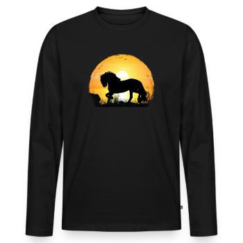 Sunset - Frisian Horse - Men's Premium Organic Long Sleeve Shirt - black - Front - Nico (187cm)