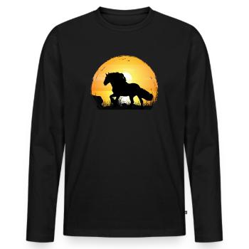 Sunset - Cold Blood Horse - Men's Premium Organic Long Sleeve Shirt - black - Front - Nico (187cm)