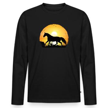 Coucher de soleil - Warmblood Horse - T-shirt manches longues Premium bio Homme - noir - Devant - Nico (187cm)