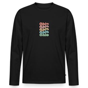 Vintage 70s Hippie USA State - Retro Ohio - Men's Premium Organic Long Sleeve Shirt - black - Front - Nico (187cm)