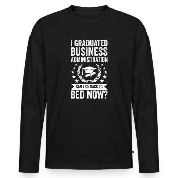 J’ai étudié l’administration des affaires - T-shirt manches longues Premium bio Homme - noir - Devant - Nico (187cm)