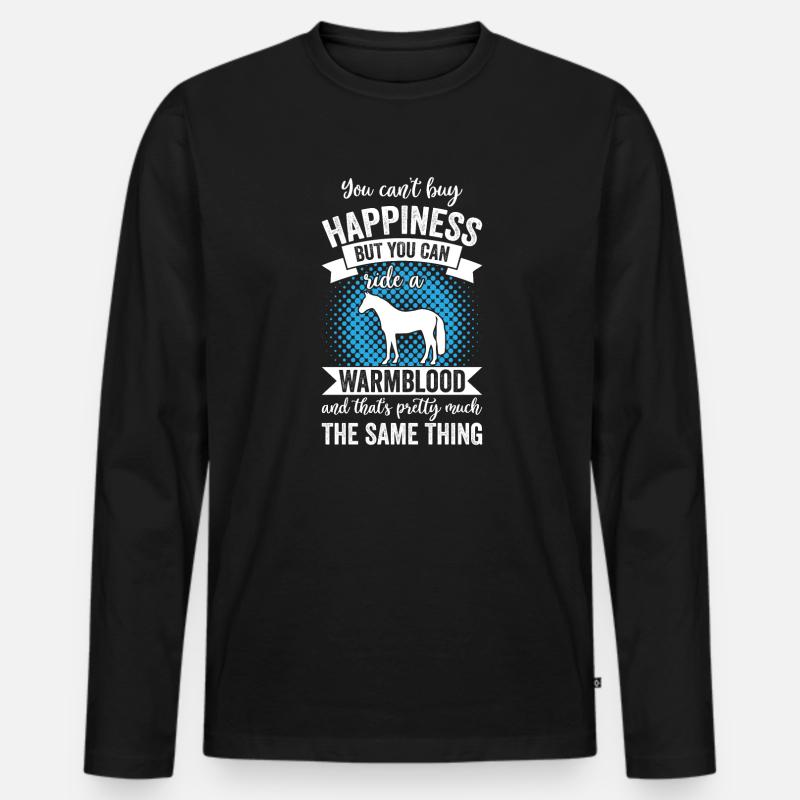 Reiten - Warmblut Pferd - Männer Premium Bio Langarmshirt - Schwarz