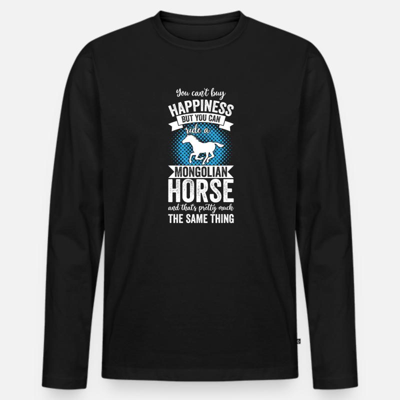 Reiten - Mongolisches Pferd - Männer Premium Bio Langarmshirt - Schwarz