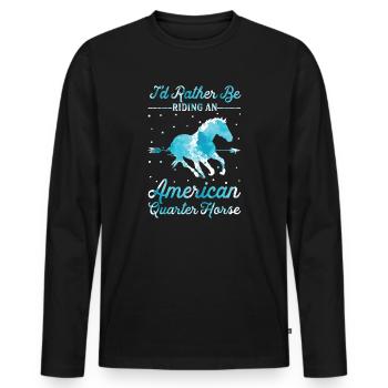 Riding An American Quarter Horse - Men's Premium Organic Long Sleeve Shirt - black - Front - Nico (187cm)