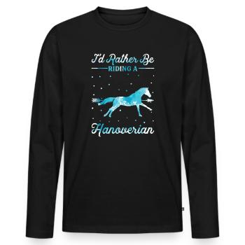Monter un cheval hanovrien - T-shirt manches longues Premium bio Homme - noir - Devant - Nico (187cm)