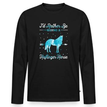Monter sur un cheval Haflinger - T-shirt manches longues Premium bio Homme - noir - Devant - Nico (187cm)