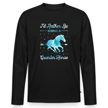 Riding a Quarter Horse - Men's Premium Organic Long Sleeve Shirt - black - Front - Nico (187cm)