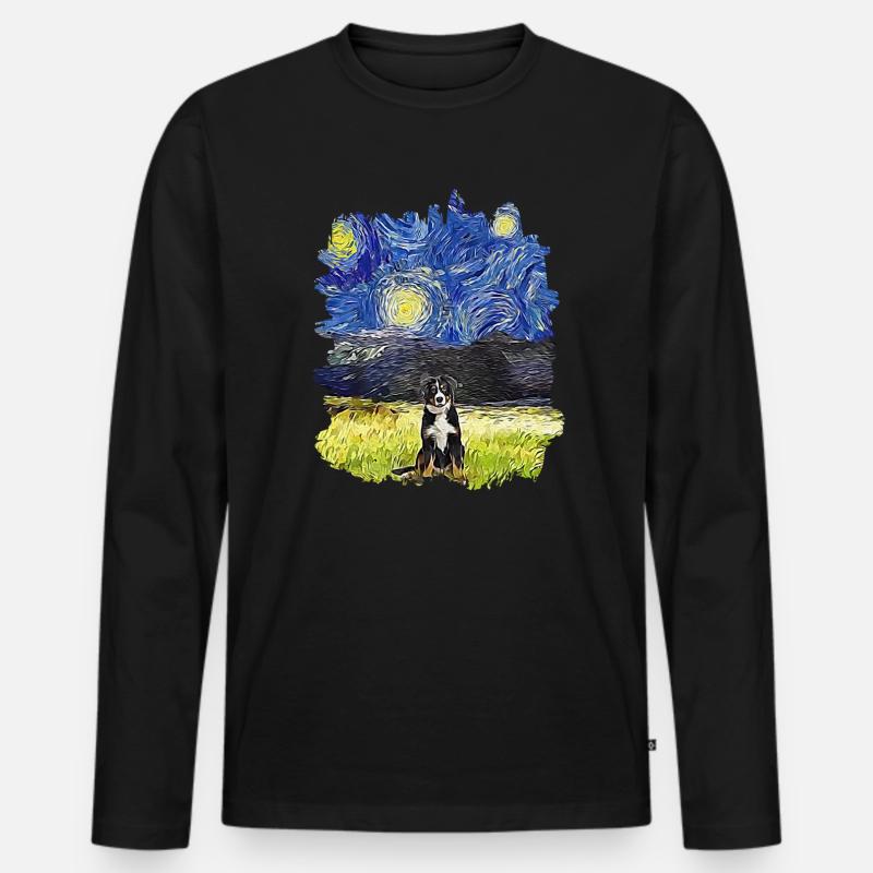 Sternennacht - Berner Berg - Männer Premium Bio Langarmshirt - Schwarz