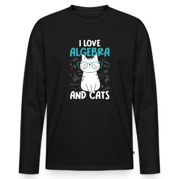 Ich Liebe Mathe Und Katzen - Algebra - Männer Premium Bio Langarmshirt - Schwarz - Vorne - Nico (187cm)