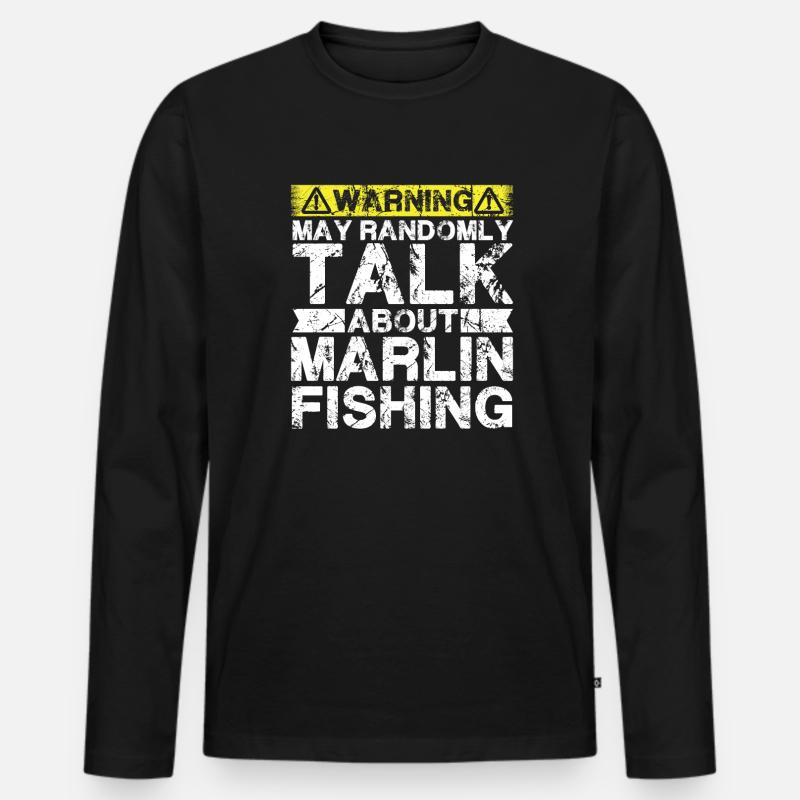 Angeln - Marlin Fisch - Männer Premium Bio Langarmshirt - Schwarz