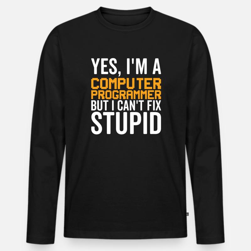 Stupide - Programmeur informatique - T-shirt manches longues Premium bio Homme - noir