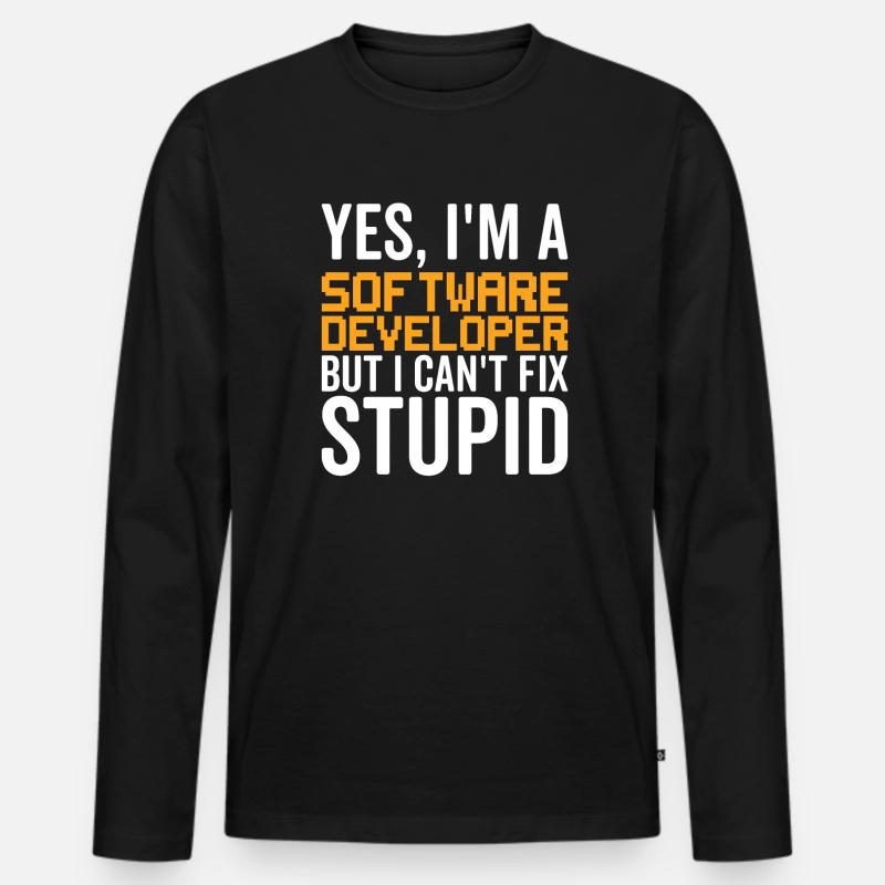 Dumm - Softwareentwickler - Männer Premium Bio Langarmshirt - Schwarz