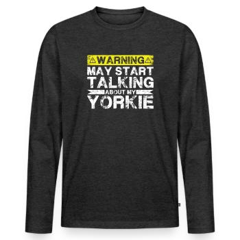 Talk about Yorkie - Men's Premium Organic Long Sleeve Shirt - heather anthracite - Front - Nico (187cm)