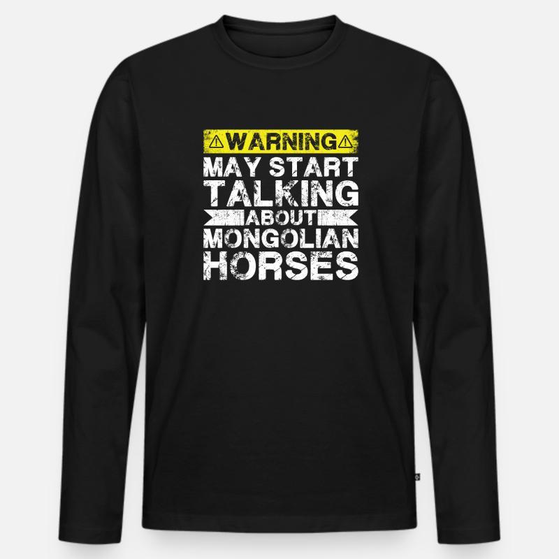 Über Mongolisches Pferd Sprechen - Männer Premium Bio Langarmshirt - Schwarz