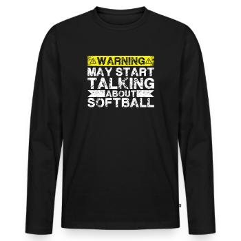 Über Softball Sprechen - Männer Premium Bio Langarmshirt - Schwarz - Vorne - Nico (187cm)
