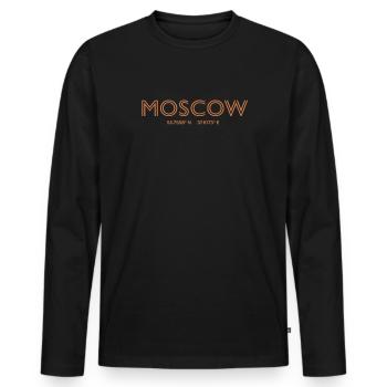 Coordonnées de la ville de Russie - Moscou - T-shirt manches longues Premium bio Homme - noir - Devant - Nico (187cm)