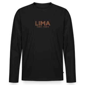 Peru City Coordinates - Lima - Men's Premium Organic Long Sleeve Shirt - black - Front - Nico (187cm)