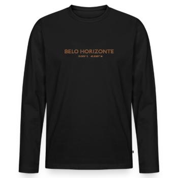 Coordonnées Brésil Ville - Belo Horizonte - T-shirt manches longues Premium bio Homme - noir - Devant - Nico (187cm)