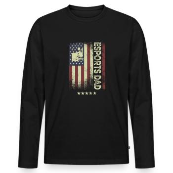 USA American Flag - Esports Dad - Men's Premium Organic Long Sleeve Shirt - black - Front - Nico (187cm)