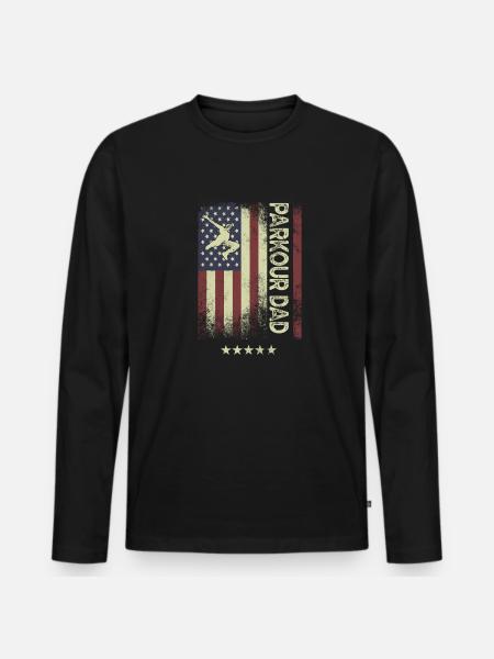 American Flag - Parkour-Dad - Men's Premium Organic Long Sleeve Shirt - black