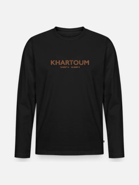 Sudan City Koordinater - Khartoum - Premium økologisk langærmet T-shirt til mænd - sort