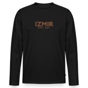 Turkey City Coordinates - Izmir - Men's Premium Organic Long Sleeve Shirt - black - Front - Nico (187cm)