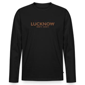India Stadt Koordinaten - Lucknow - Männer Premium Bio Langarmshirt - Schwarz - Vorne - Nico (187cm)