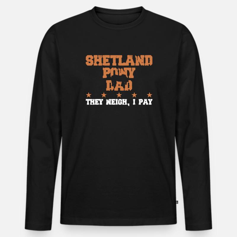 Pferdes Vater - Shetlandpony - Männer Premium Bio Langarmshirt - Schwarz