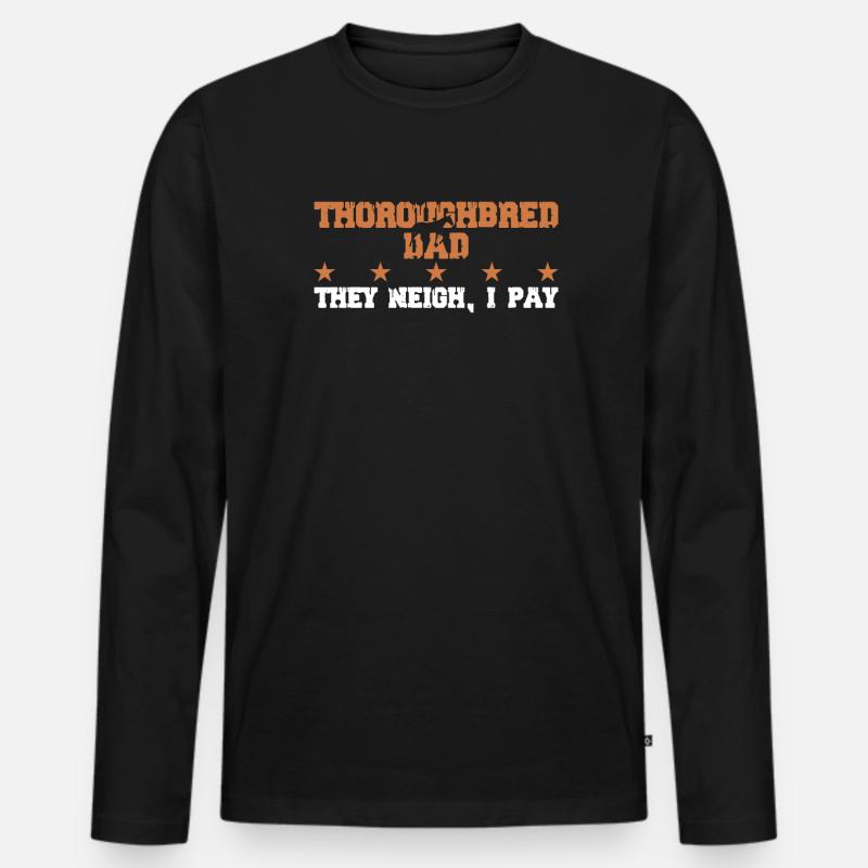 Pferdevater - Vollblut - Männer Premium Bio Langarmshirt - Schwarz
