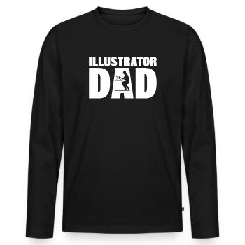 Job - Illustrator Papa - Männer Premium Bio Langarmshirt - Schwarz - Vorne - Nico (187cm)
