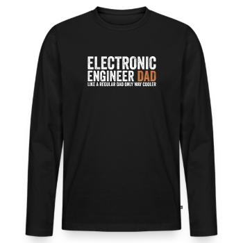 Papa - Technicien en électronique - T-shirt manches longues Premium bio Homme - noir - Devant - Nico (187cm)