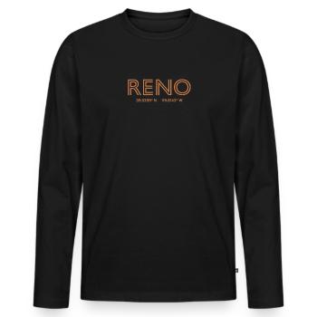 USA City Coordinates - Reno - Men's Premium Organic Long Sleeve Shirt - black - Front - Nico (187cm)