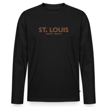 USA City Coordinates - St. Louis - Men's Premium Organic Long Sleeve Shirt - black - Front - Nico (187cm)