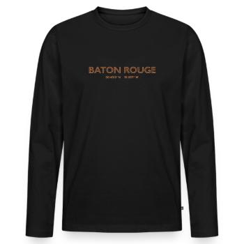USA City Coordinates - Baton Rouge - Men's Premium Organic Long Sleeve Shirt - black - Front - Nico (187cm)