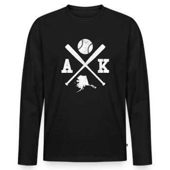 AK USA - Joueur de baseball Alaska - T-shirt manches longues Premium bio Homme - noir - Devant - Nico (187cm)