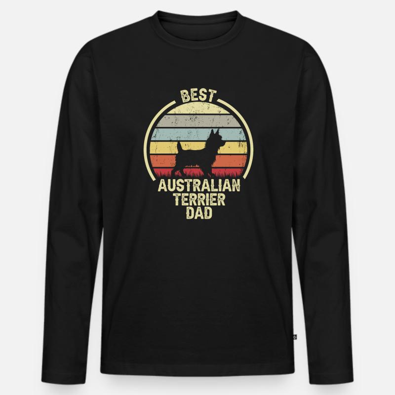 Bester Hund Dad - Australischer Terrier - Männer Premium Bio Langarmshirt - Schwarz